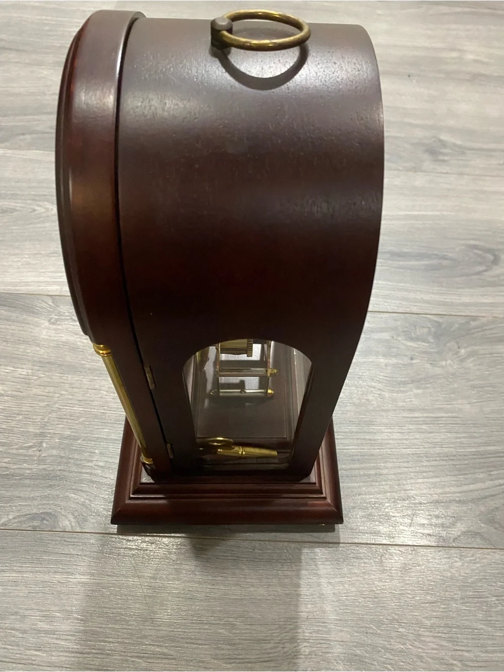 Classic Skeleton Mantel Clock in Brown and Gold